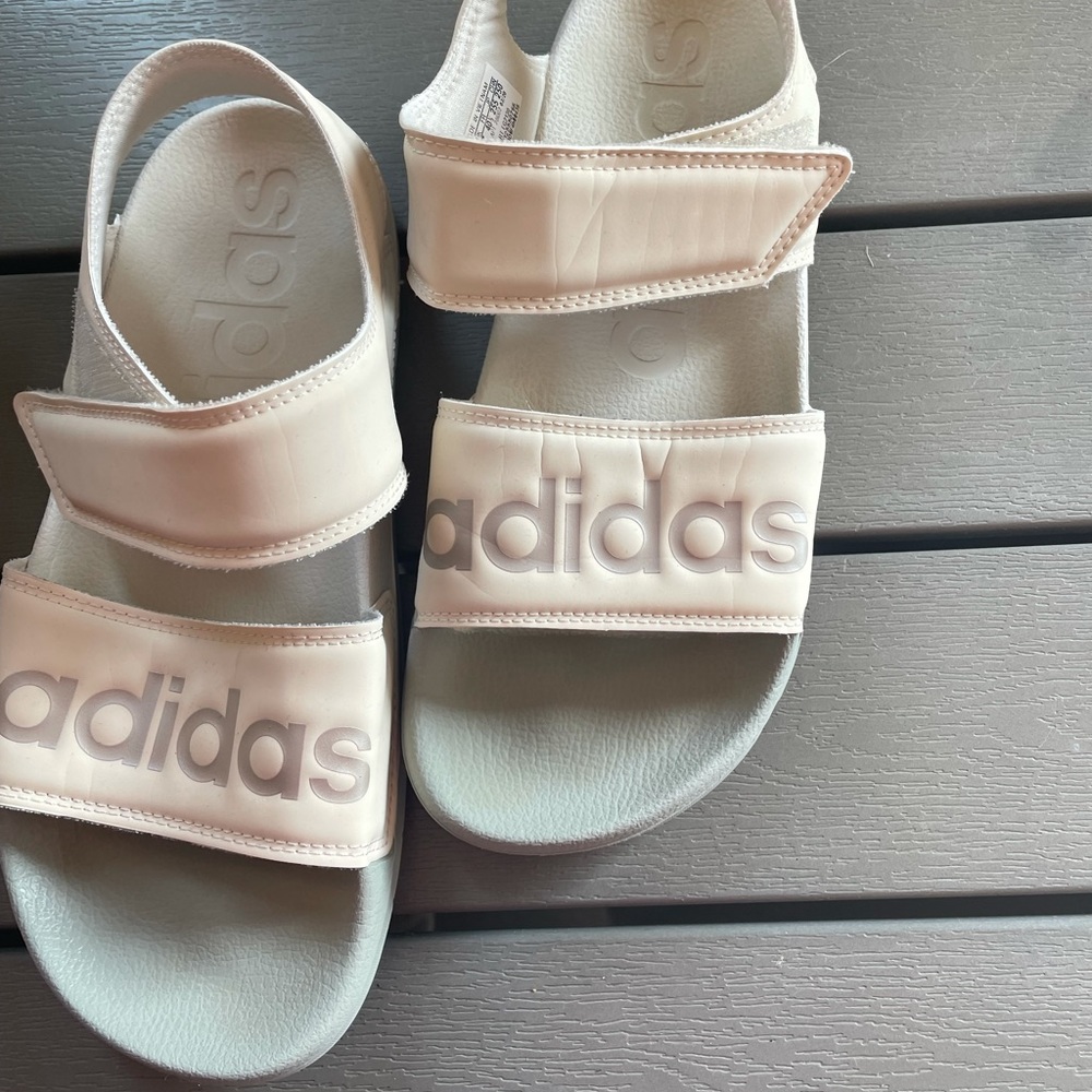 Adidas slides slippers 8 champagne sandals 7.5 - Picture 11 of 11